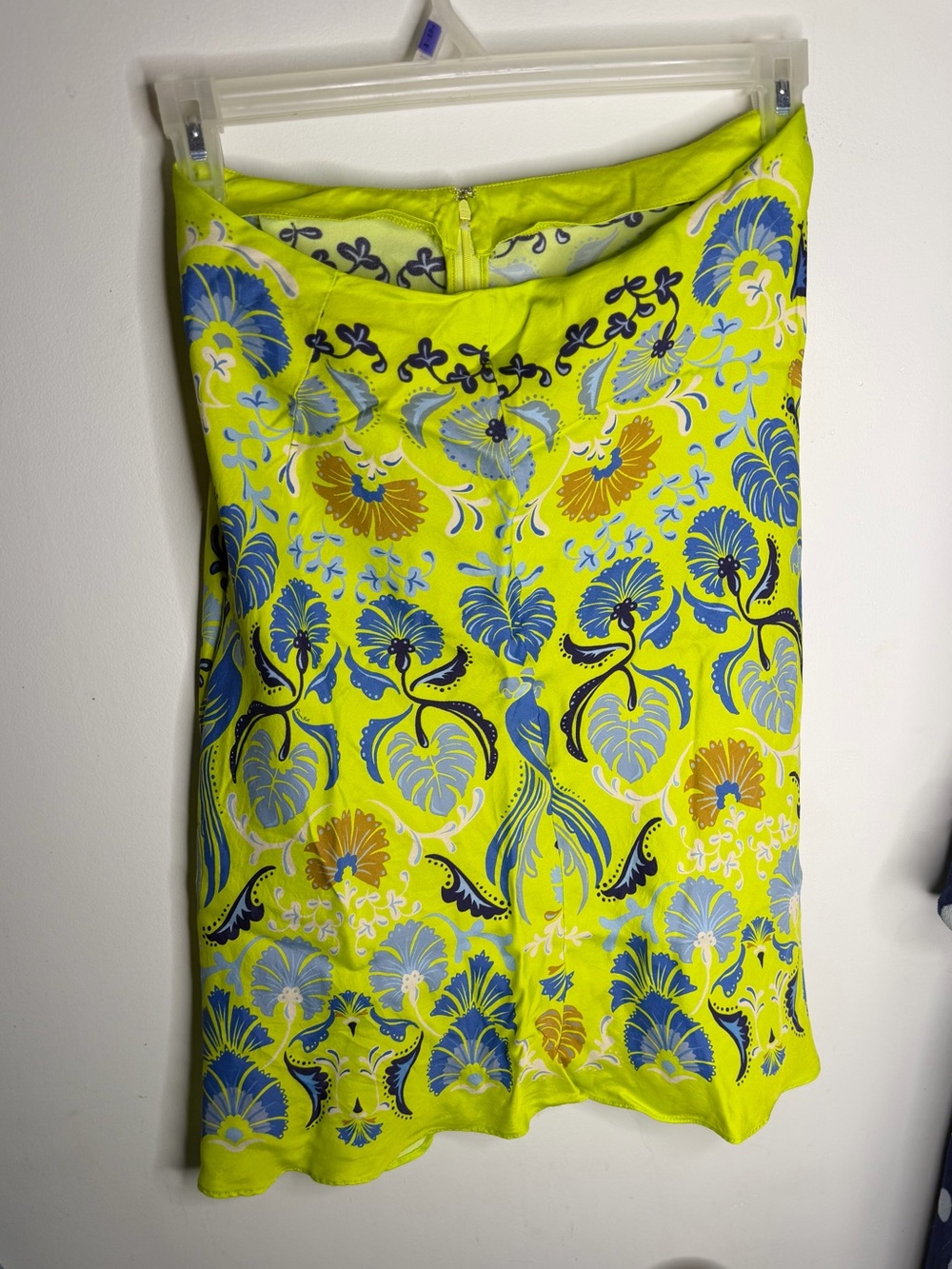 Anthropologie Farm Rio Sateen Knee Length Slip Skirt Neon Green - Picture 4 of 5
